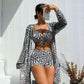 💗LAST DAY SALE 50% OFF⚡Women's 3-Piece Geometric Print Swimwear Set
