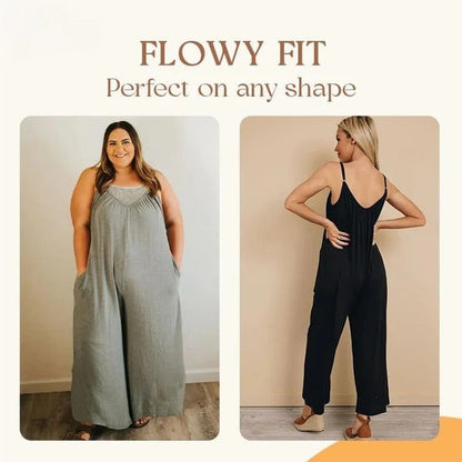 🎁Summer Hot Sale - ONLY ￡12.99!!⏳Loose Sleeveless Wide-Leg Jumpsuit with Pockets - Stretchy & Flowy