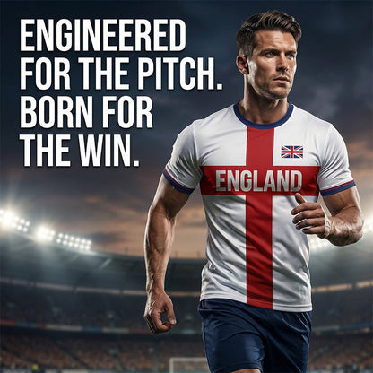 👕Summer Hot Sale - Up to 70% OFF⚡50K+ SOLD!⚽England Football T-Shirt, Large Letter Print, Sporty Casual Wear, Must-Have Culture Tee, Short Sleeve, Long Length, Loose-Fitting