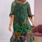Flower Printed Bat Sleeve Dress