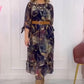Flower Printed Bat Sleeve Dress