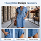 👗Summer Hot Sale - Up to 70% OFF⚡50K+ SOLD!🎁Women Casual Denim Shirt Dress Loose Lapel Short Sleeve Zipper Dress with Pockets