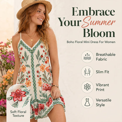 🌸Summer Hot Sale - ONLY ￡11.99!💮Women's Floral Print Sleeveless Slip Dress