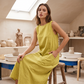 🏆Surprise Price: Only £14.99!!🔥🌿Women's Sleeveless Round Neck Casual Dress Loose Fit Linen-Look Maxi Dress with Pockets