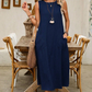 🏆Surprise Price: Only £14.99!!🔥🌿Women's Sleeveless Round Neck Casual Dress Loose Fit Linen-Look Maxi Dress with Pockets