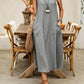 🏆Surprise Price: Only £14.99!!🔥🌿Women's Sleeveless Round Neck Casual Dress Loose Fit Linen-Look Maxi Dress with Pockets
