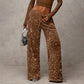 🛍️🔥Last Day 70% OFF⚡50K+ SOLD!👖Women's Sequin Sparkle Elastic Waist Straight-Leg Pants