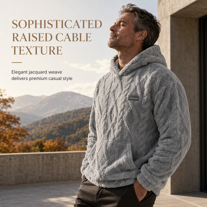 ⏳LAST DAY SALE ONLY ￡16.99!!✨Men's Winter Fleece Lined Hoodie Jacquard Pattern Long Sleeve Pullover Sweatshirt for Casual Outdoor Wear✨