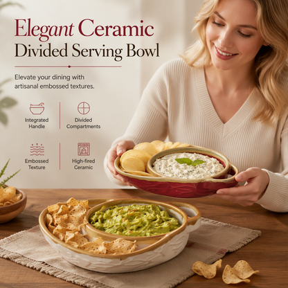 💖Black Friday Mega Deal – 50% off!💖Retro Ceramic Divided Baking Dish with Single Handle